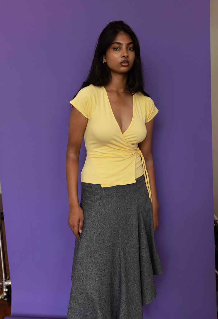 Cap-Sleeve Wrap Top Limone (Original Fit)