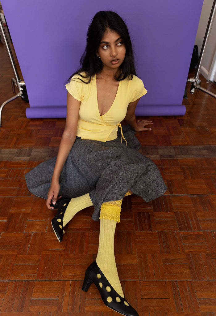 Cap-Sleeve Wrap Top Limone (Original Fit)