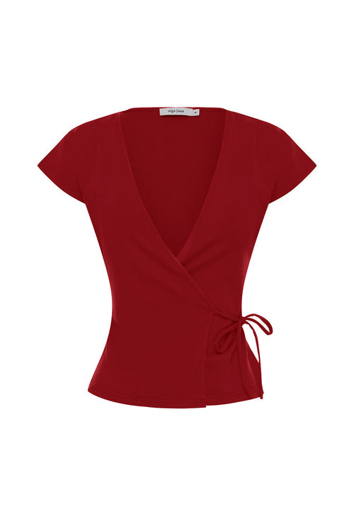 Cap-Sleeve Wrap Top Vino Rosso (Original Fit)