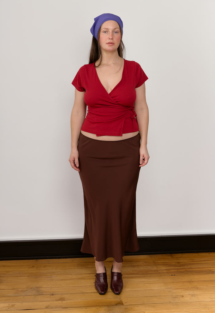 Cap-Sleeve Wrap Top Vino Rosso (Original Fit)