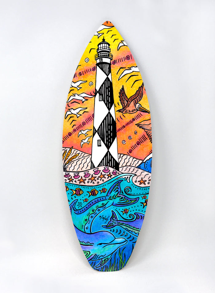 Cape Lookout Lighthouse Surfboard Wall Art