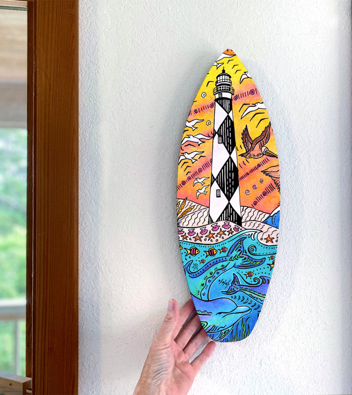 Cape Lookout Lighthouse Surfboard Wall Art
