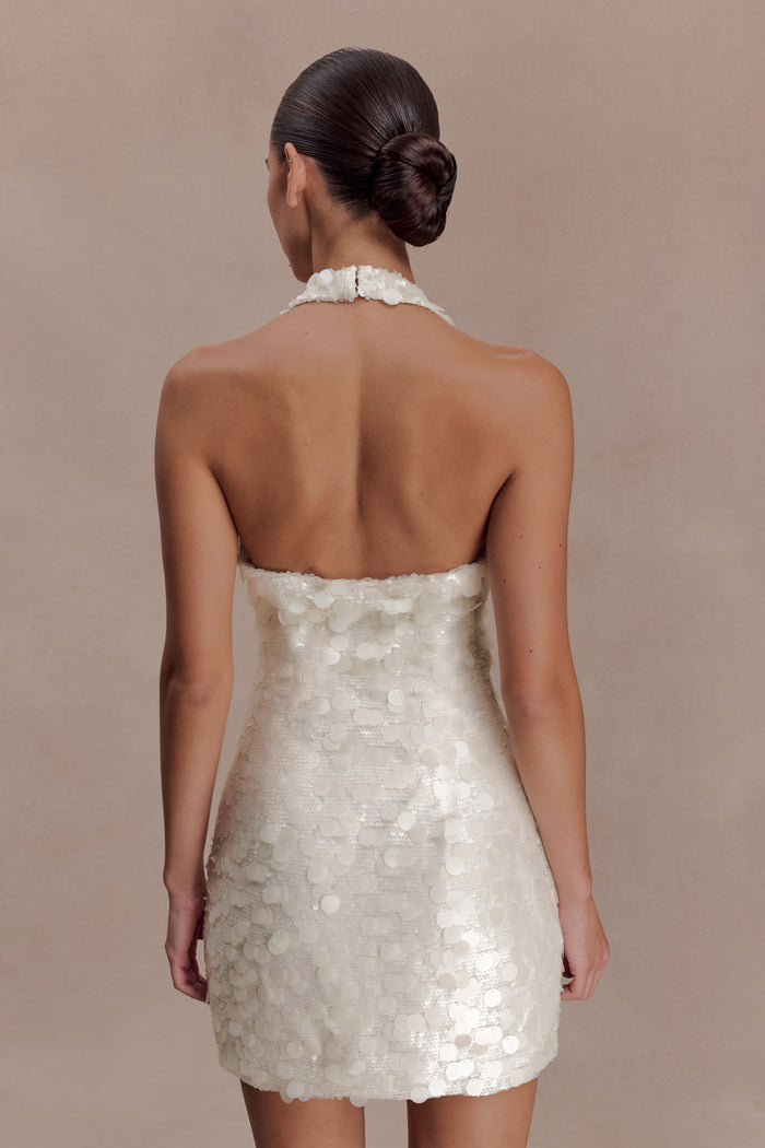 Caralee Sequin Halter Mini Dress - Ivory