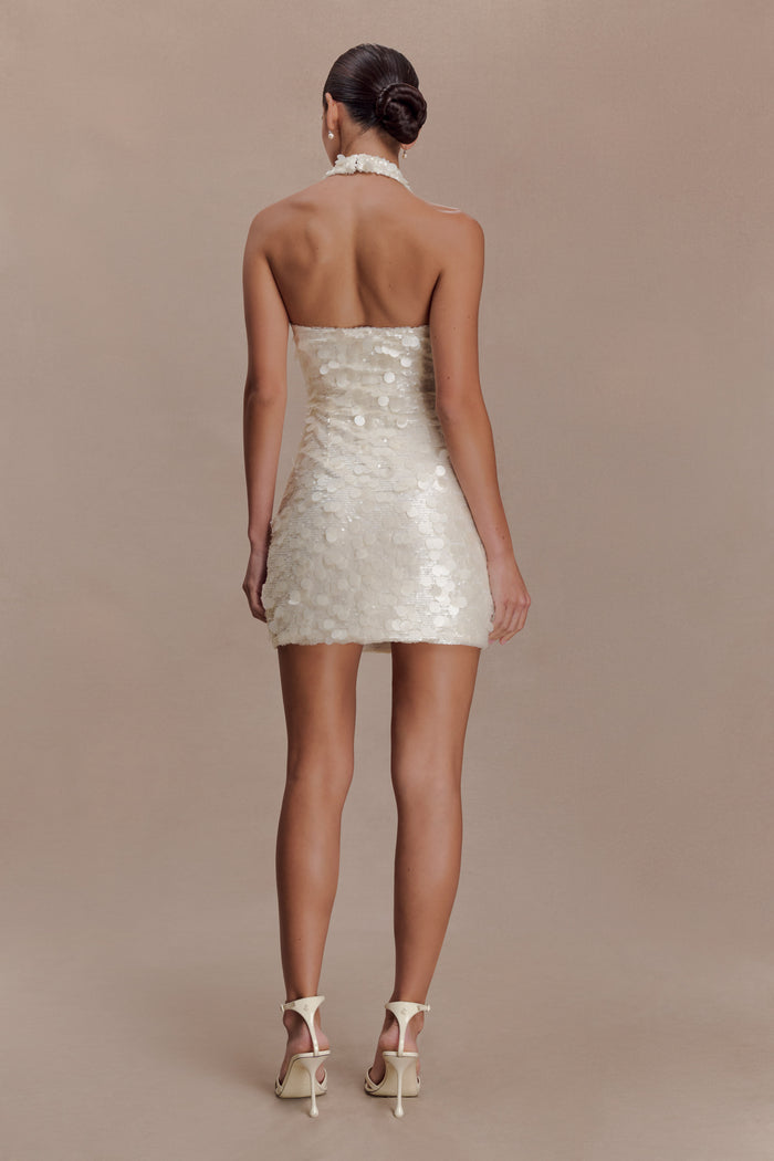 Caralee Sequin Halter Mini Dress - Ivory