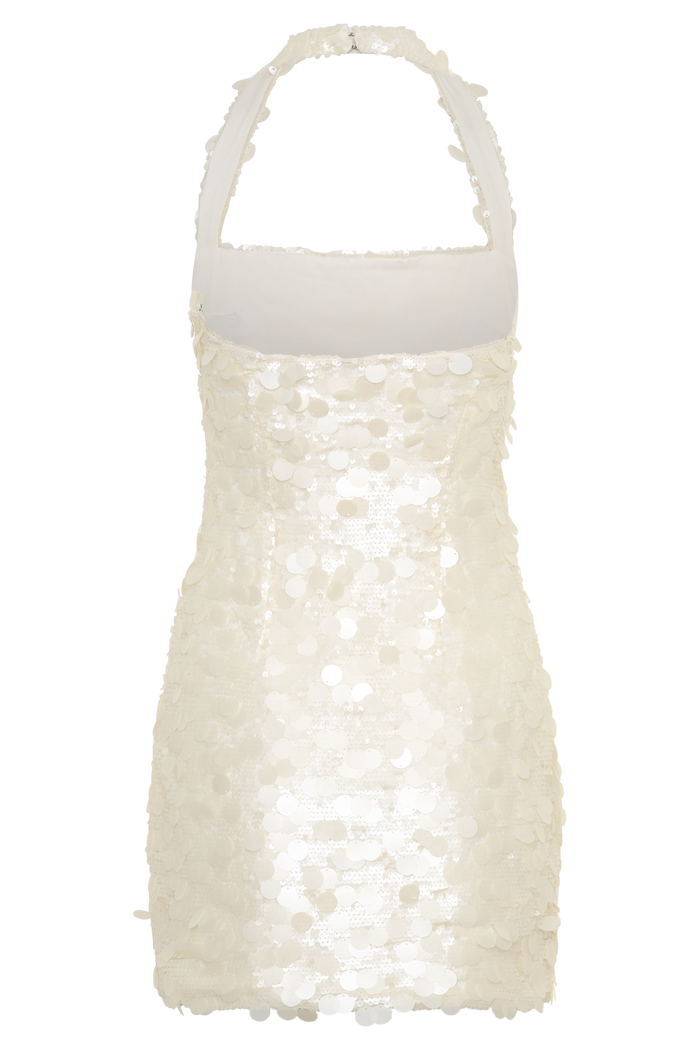 Caralee Sequin Halter Mini Dress - Ivory