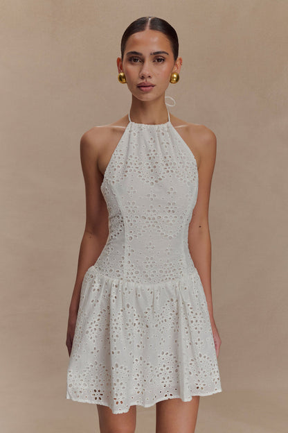 Carlina Broderie Mini Dress - White