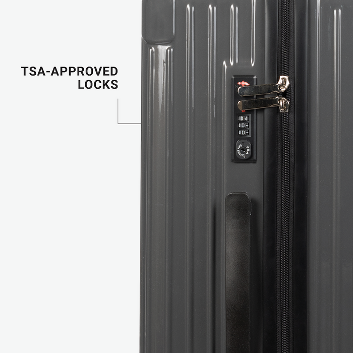 Hotel Collection Carry-On Luggage featuring built-in TSA-approved locks for secure and hassle-free travel through airport security.