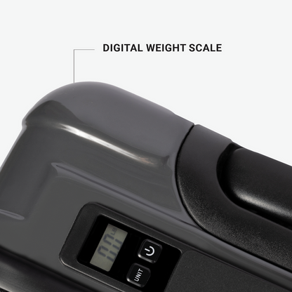 Hotel Collection Carry-On Luggage with built-in digital weight scale to help you avoid overweight baggage fees and travel stress-free.