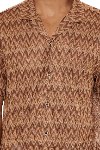 Chevron Textured Button-Front Shirt