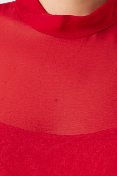 Chiffon Mock Neck Bodysuit