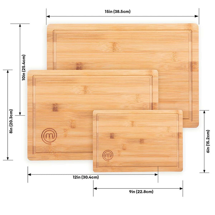 UK MASTERCHEF BOARD SET 3 PIECE BOARDS NATURAL KITCHENWARE