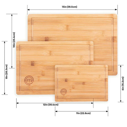 UK MASTERCHEF BOARD SET 3 PIECE BOARDS NATURAL KITCHENWARE