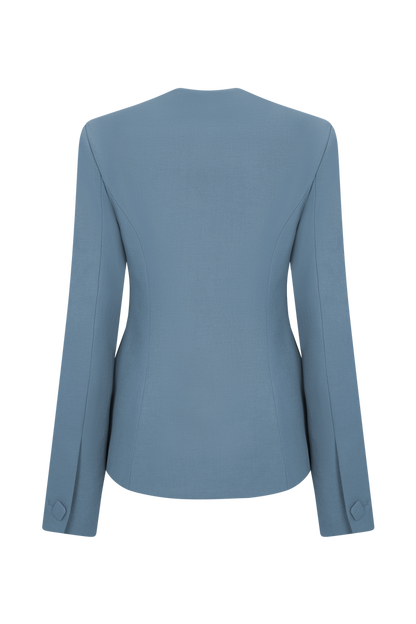Christel Suiting Fitted Blazer - Ocean Blue
