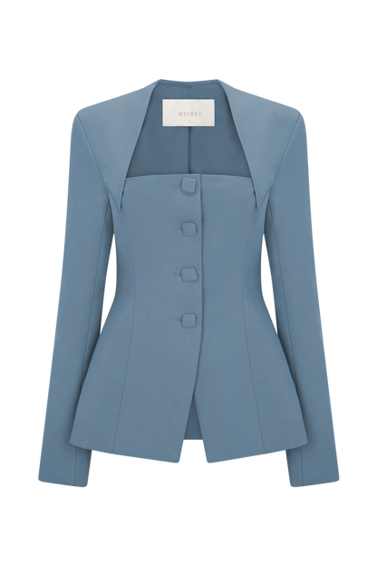Christel Suiting Fitted Blazer - Ocean Blue