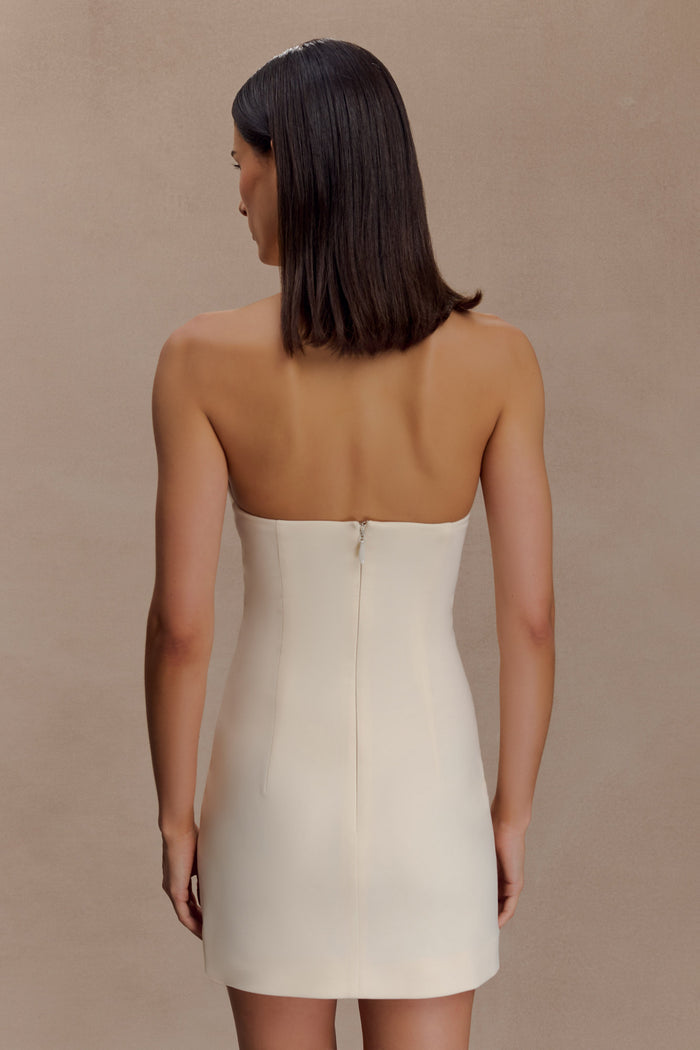 Christina Cross Over Mini Dress - Buttercream
