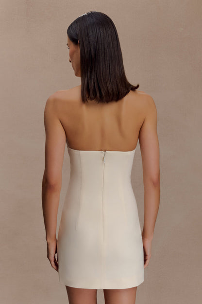 Christina Cross Over Mini Dress - Buttercream