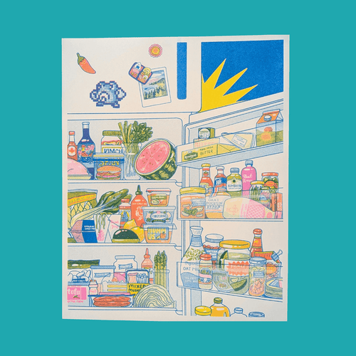 Christina Hu - Midnight Snack Fridge |  11"x14" Risograph Print