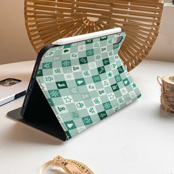 Christmas Checker iPad Case - Mint