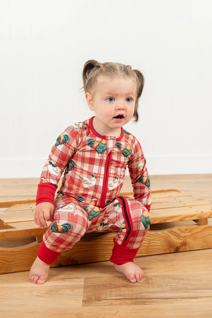 Christmas Chickens Plaid Baby Zippy