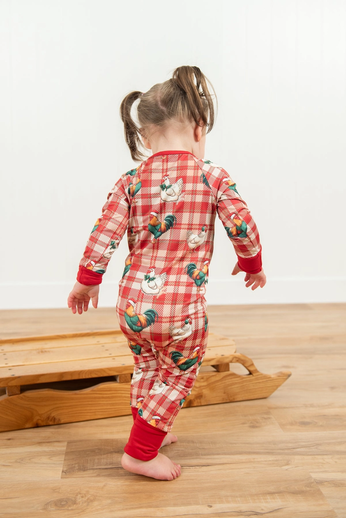 Christmas Chickens Plaid Baby Zippy