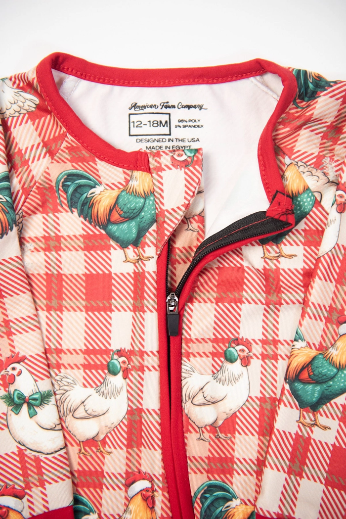 Christmas Chickens Plaid Baby Zippy