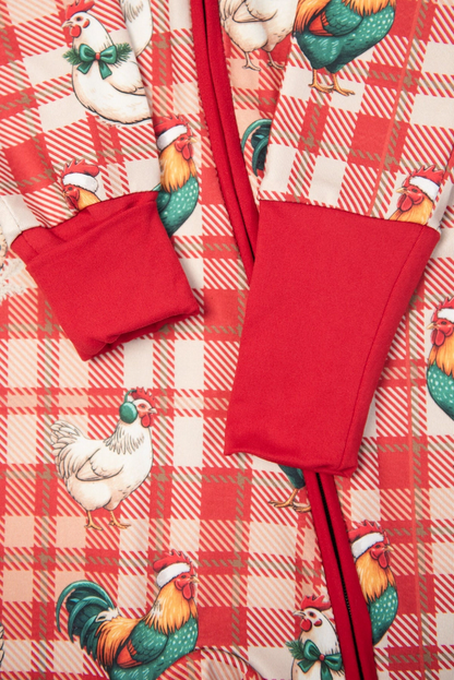 Christmas Chickens Plaid Baby Zippy