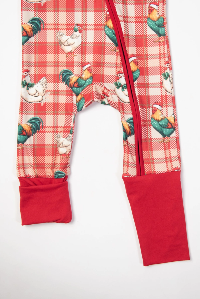Christmas Chickens Plaid Baby Zippy