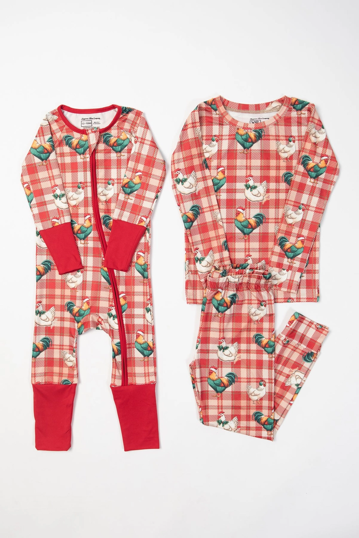Christmas Chickens Plaid Baby Zippy