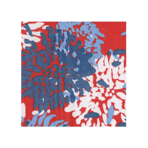 Caspari Party Chrysanthemum Red/White/Blue Cocktail Napkin