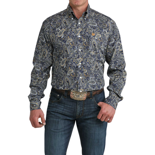 Cinch Men's L/S Classic Fit Button Down Western Shirt in Royal Paisley