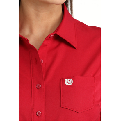 Cinch Women's L/S ArenaFlex Solid Pink Western Button Down Shirt