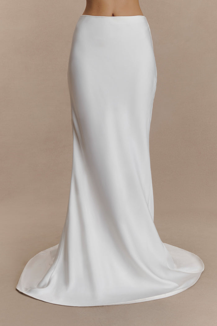 Clara Fishtail Maxi Skirt - White