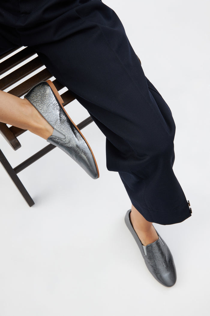 Cleo Loafers in Silver Leather