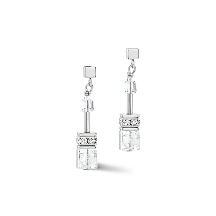 Coeur de Lion GeoCUBE® Iconic Nature earrings silver-white - 3018/21-1417