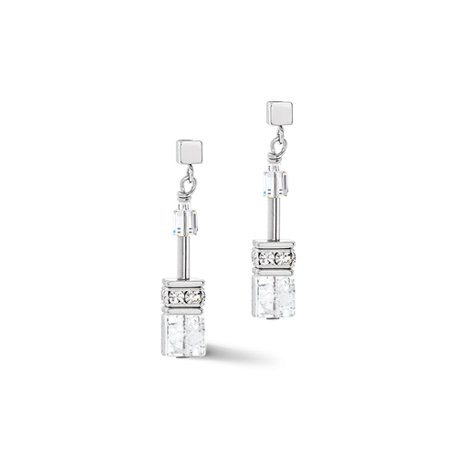 Coeur de Lion GeoCUBE® Iconic Nature earrings silver-white - 3018/21-1417