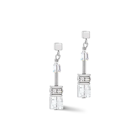 Coeur de Lion GeoCUBE® Iconic Nature earrings silver-white - 3018/21-1417