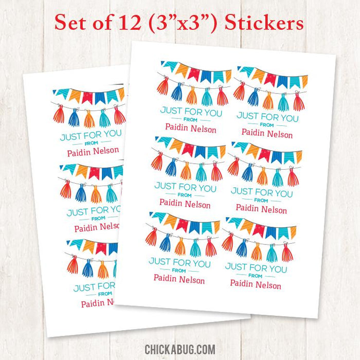 Colorful Party Garland Gift Labels