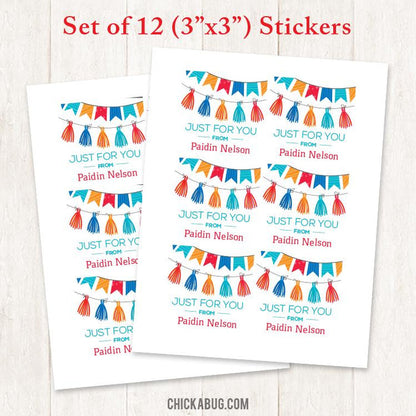 Colorful Party Garland Gift Labels