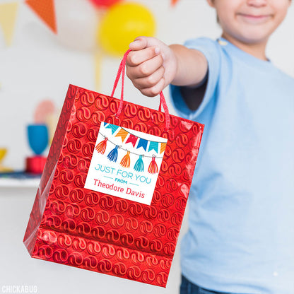 Colorful Party Garland Gift Labels