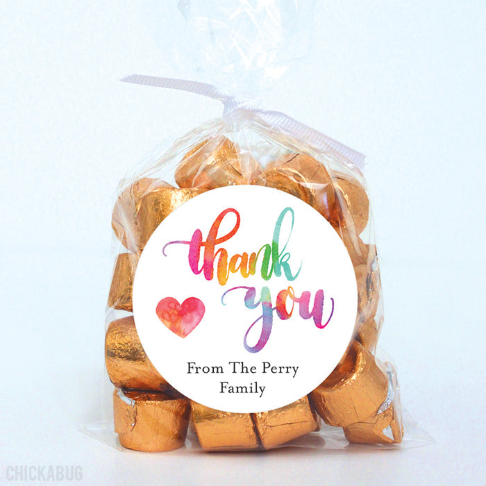 Colorful Watercolor "Thank You" Stickers