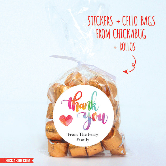 Colorful Watercolor "Thank You" Stickers