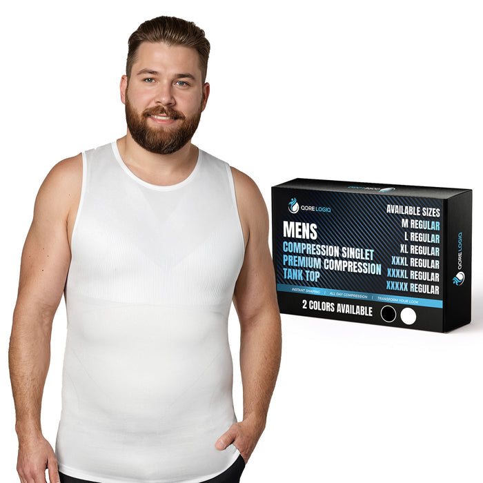 Compression Shirt Tank Top | Regular Length | White - QORELOGIQ || color_white&fit_regular