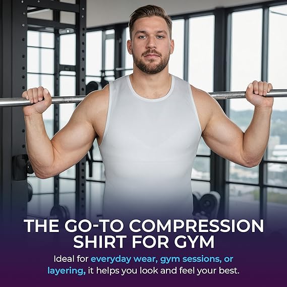 Compression Shirt Tank Top | Regular Length | White - QORELOGIQ || color_white&fit_regular