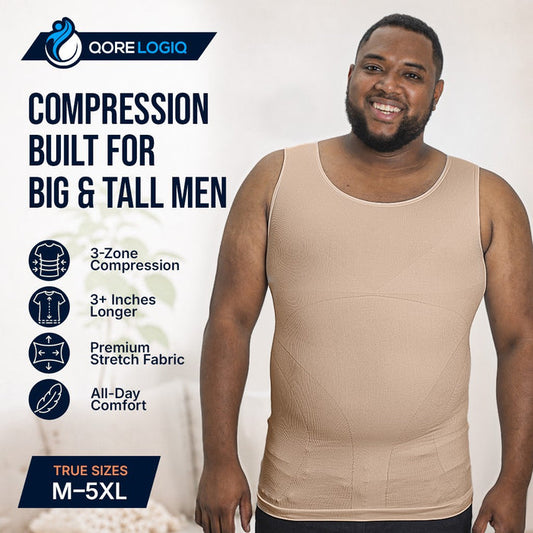 Compression Shirt Tank Top | Tall Length | Beige- QORELOGIQ  || color_beige&fit_tall