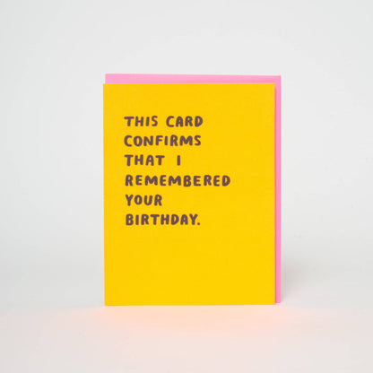 Confirmed Birthday Funny Letterpress Greeting Card by Ashkahn: Paper tab