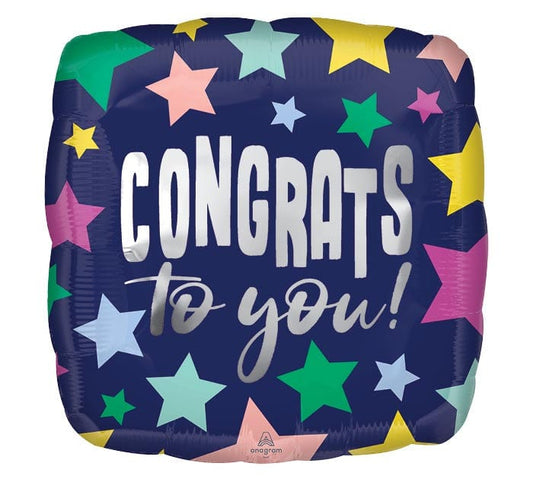 Jenn & Co. Balloons Congrats Stars Navy Balloon
