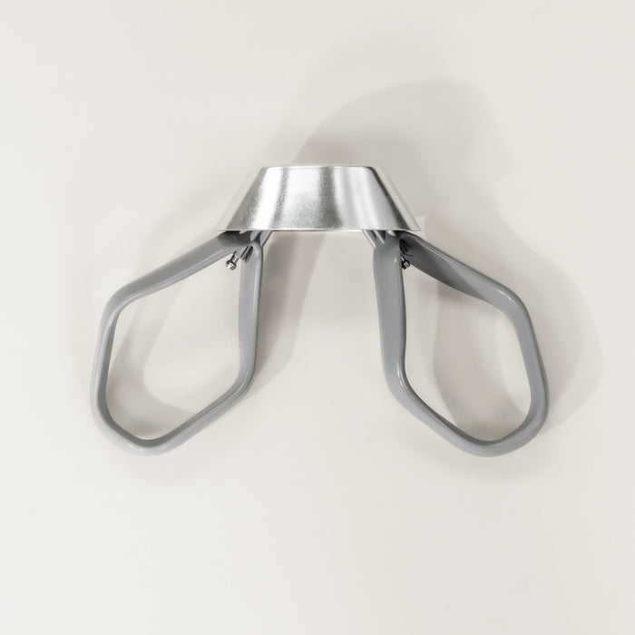 A pair of grey cookie paddles with metal whip drive, designed for use with kitchen mixers.