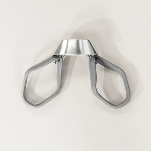 A pair of grey cookie paddles with metal whip drive, designed for use with kitchen mixers.