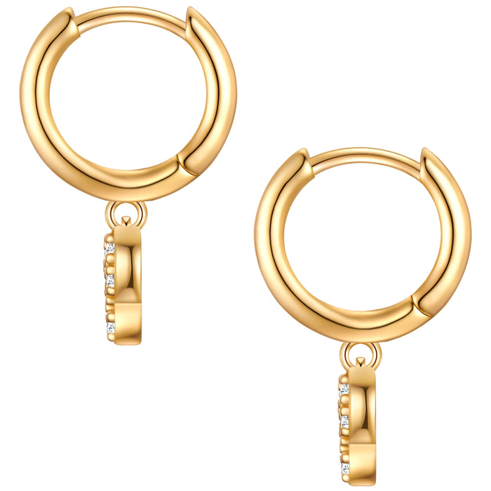 Creolen mit Einhänger Butterfly gold mit Zirkonia