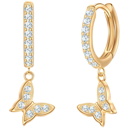 Creolen mit Schmetterling gold Zirkonia